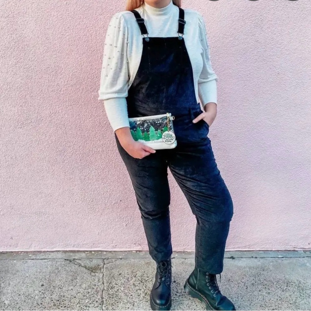 Old Navy Black Women's Velvet denim Overalls